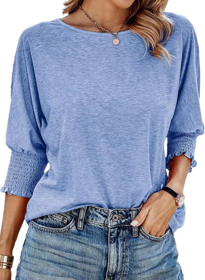 Women's 2025 Fashion Tops 3/4 Sleeve T-Shirts Cute Crewneck Basic Business Tees Blouses Casual Summer Wear Super Soft Breathable Fabric
