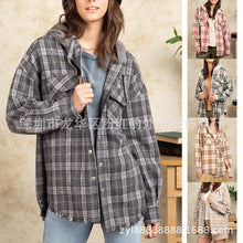 European and american hot2023ebay Amazon Winter New Women's Clothing Fashion Plaid Single-Breasted Coarse Wool Coat