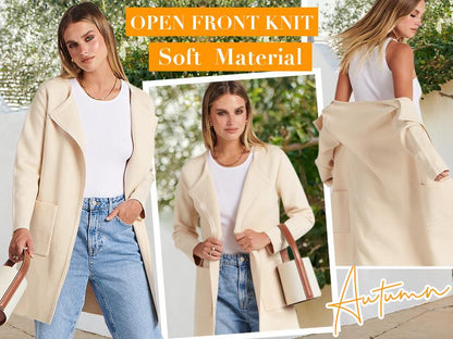 Women's Open Front Knit Lightweight Cardigan Casual Long Coatigan Sweater Lady Jacket Coat 2025 Fall Outerwear cardigan sweater