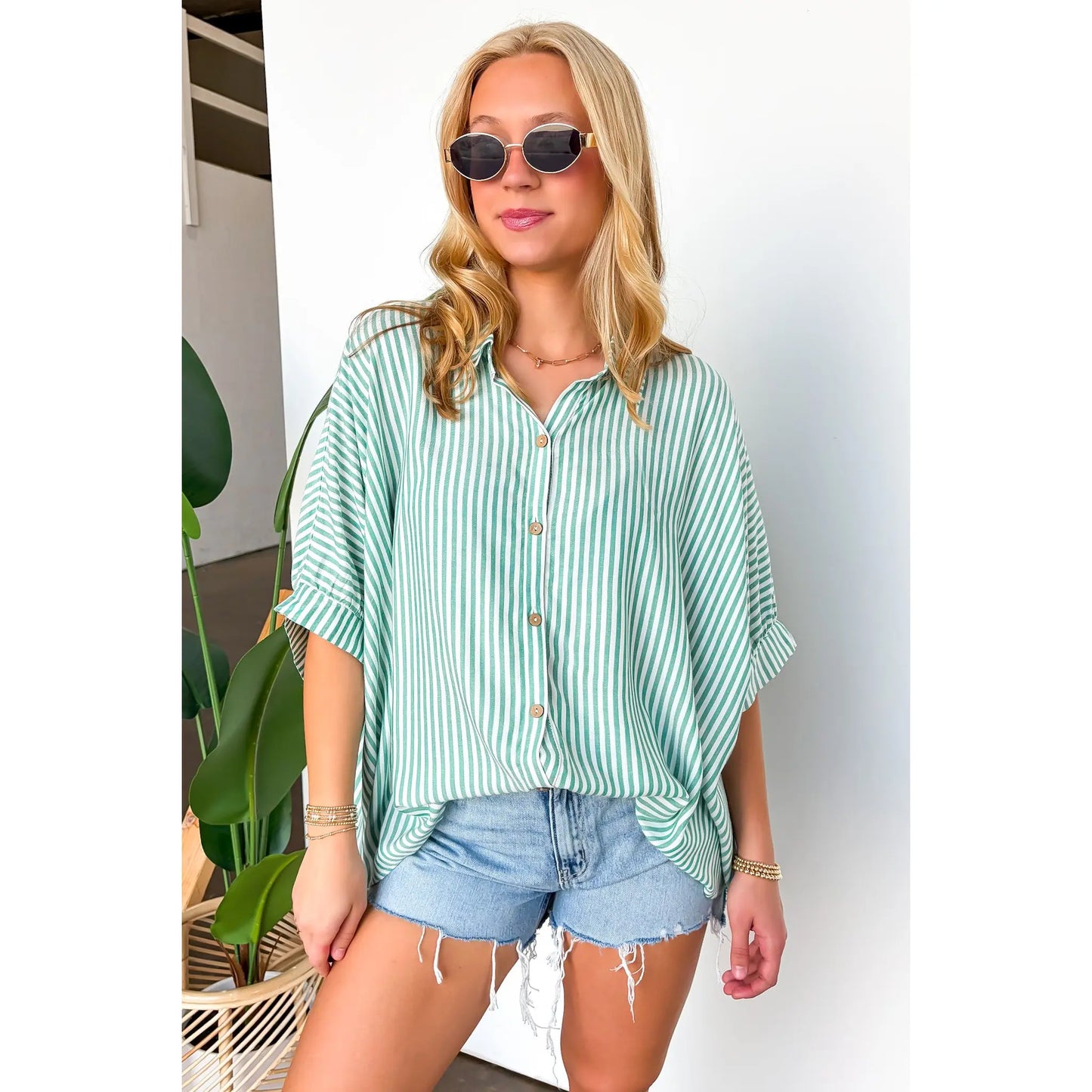 JoJo Striped Button Down Oversized Top - BACK IN STOCK - Seldom Seen Styles