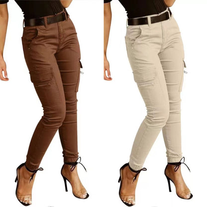 Women's Stretchy Tactical Cargo Pants High Waisted Casual Joggers Plus Size Skinny Trousers Cargo Pants with 6 Pockets