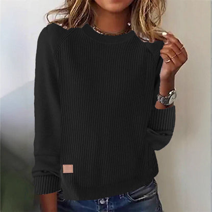 Coffee Plain Round Neck Sweater