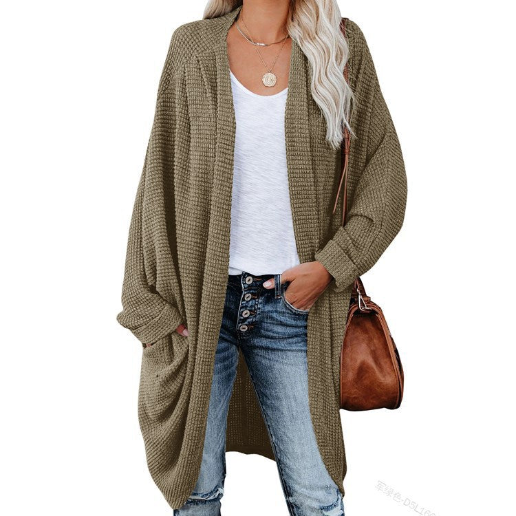 11Color Amazon Women's Cardigan Long Sleeve Cardigan Jacket Large Sweater Loose Bohemian Style Pocket Coat