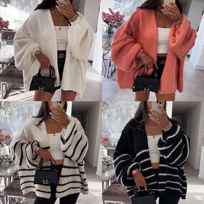 Womens Oversized Cardigan Sweaters 2025 Fall Long Lantern Sleeve Knit Open Front Lightweight Sweater Knitwear Womenswear