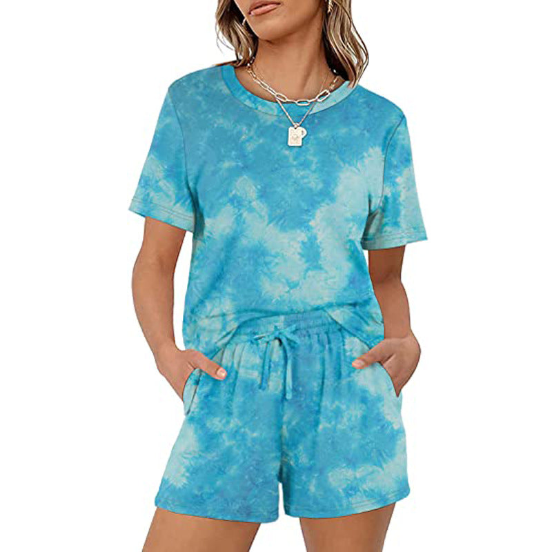2025Summer New Women's Two-Piece Set Solid Color Short Sleeve T Casual T-shirt and Shorts Set for Women