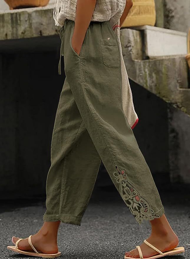 Women Casual Lightweight Drawstring Elastic Waist Pants with Pockets, S-XXL - Seldom Seen Styles