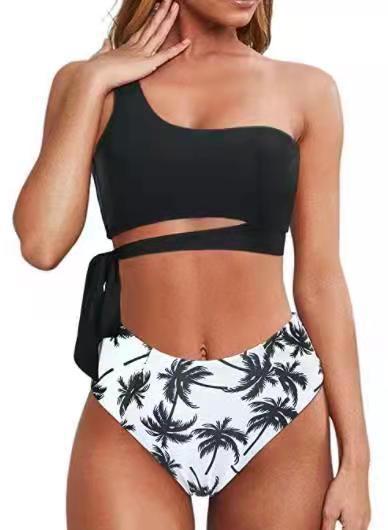 Women One Shoulder High Waisted Bikini Tie High Cut Two Piece Swimsuits - Seldom Seen Styles