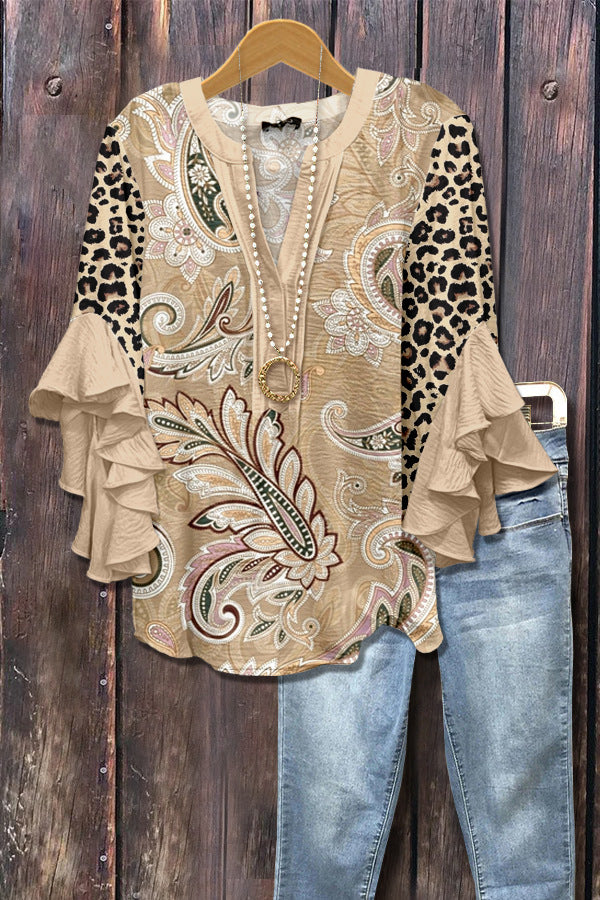 Retro Floral Print Layered Ruffle Sleeve Top Going Outfits Blouses Women Vintage 90s Tops Funny Shirts Women Elegant Classy Tops cute summer outfit - Seldom Seen Styles