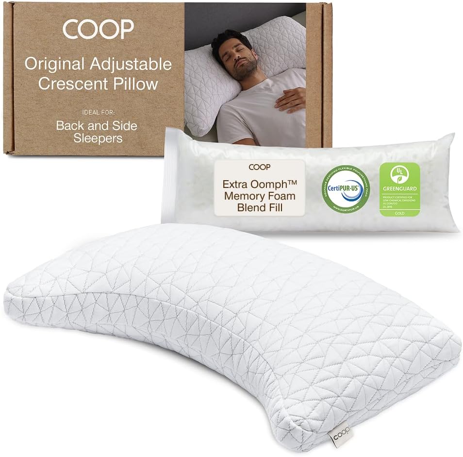 Coop Home Goods Original Adjustable Pillow, Queen Size Bed Pillows for Sleeping, Cross Cut Memory Foam Pillows - Medium Firm Back, Stomach and Side Sleeper Pillow, CertiPUR-US/GREENGUARD Gold - Seldom Seen Styles