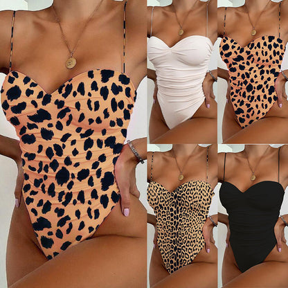 Leopard Print One-Piece Bikini