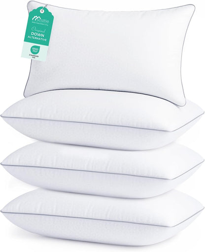 Lot de 2 oreillers Queen Size Sasttie, oreillers de lit pour dormeurs sur le côté, le dos et le ventre – Garnissage alternatif en duvet dodu certifié Oeko-Tex – Qualité hôtelière et lavable en machine, lot de 2