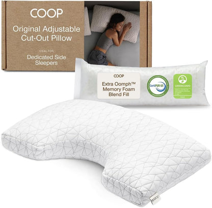 Coop Home Goods Original Adjustable Pillow, Queen Size Bed Pillows for Sleeping, Cross Cut Memory Foam Pillows - Medium Firm Back, Stomach and Side Sleeper Pillow, CertiPUR-US/GREENGUARD Gold