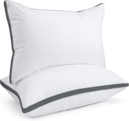 viewstar Kopfkissen Queen Size 2er-Set, Hotelqualität, Daunenalternative Kissen mit Seitensteg für Seiten-, Rücken- oder Bauchschläfer, Weiß