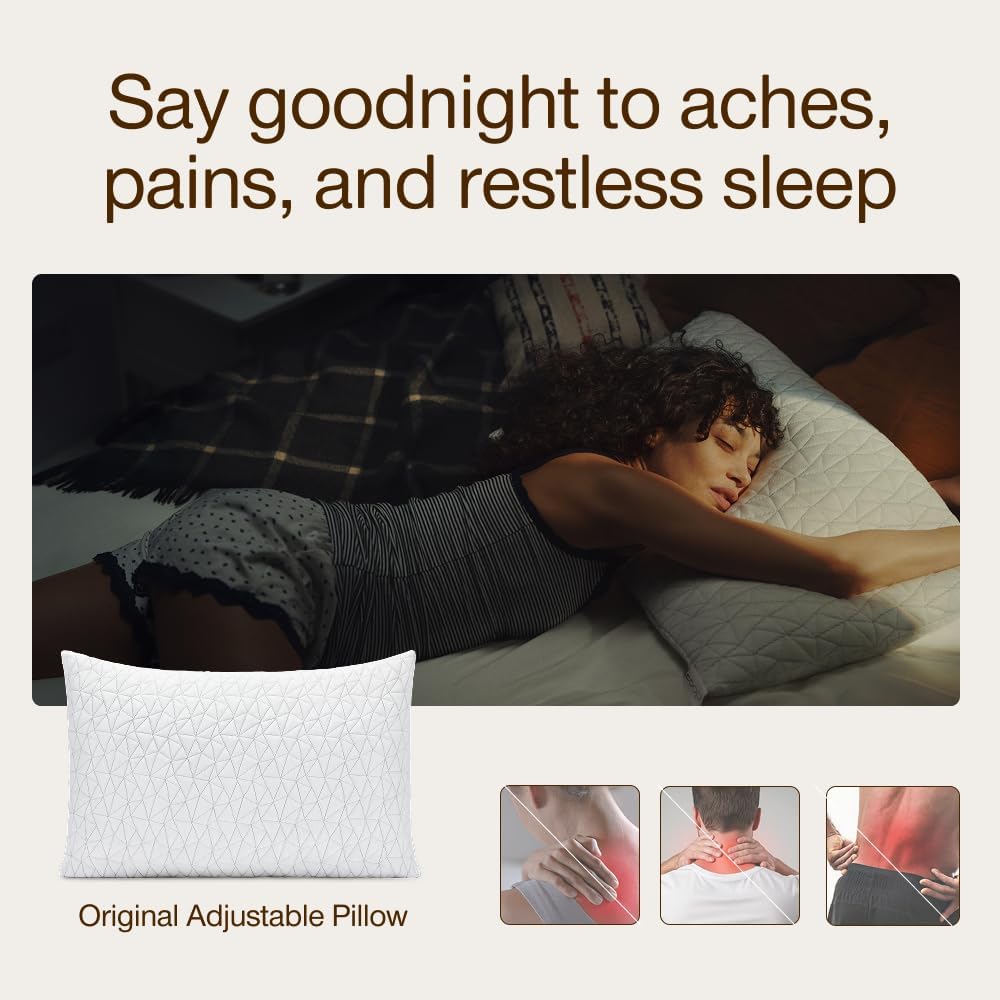 Coop Home Goods Original Adjustable Pillow, Queen Size Bed Pillows for Sleeping, Cross Cut Memory Foam Pillows - Medium Firm Back, Stomach and Side Sleeper Pillow, CertiPUR-US/GREENGUARD Gold - Seldom Seen Styles