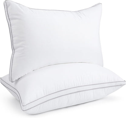 viewstar Kopfkissen Queen Size 2er-Set, Hotelqualität, Daunenalternative Kissen mit Seitensteg für Seiten-, Rücken- oder Bauchschläfer, Weiß