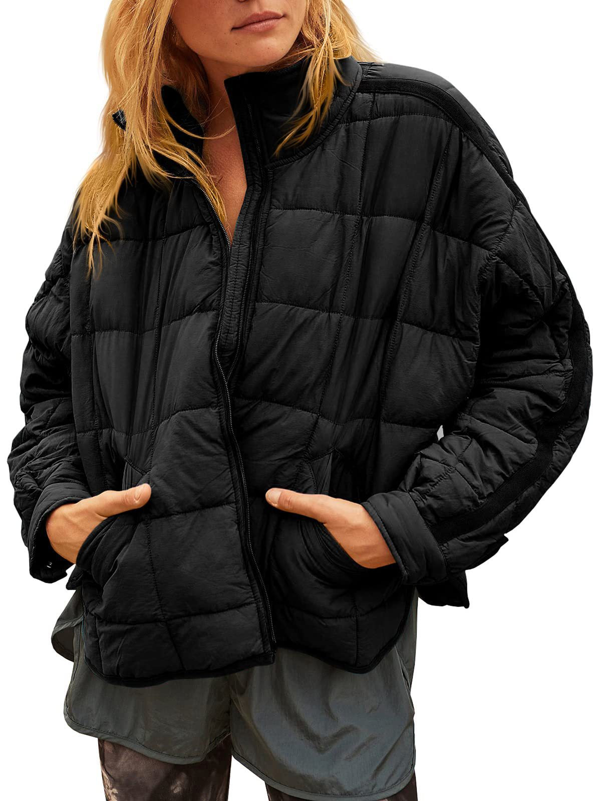 Womens Quilted Puffer Jackets Lightweight Zipper Short Padded Coat With Pockets - Seldom Seen Styles
