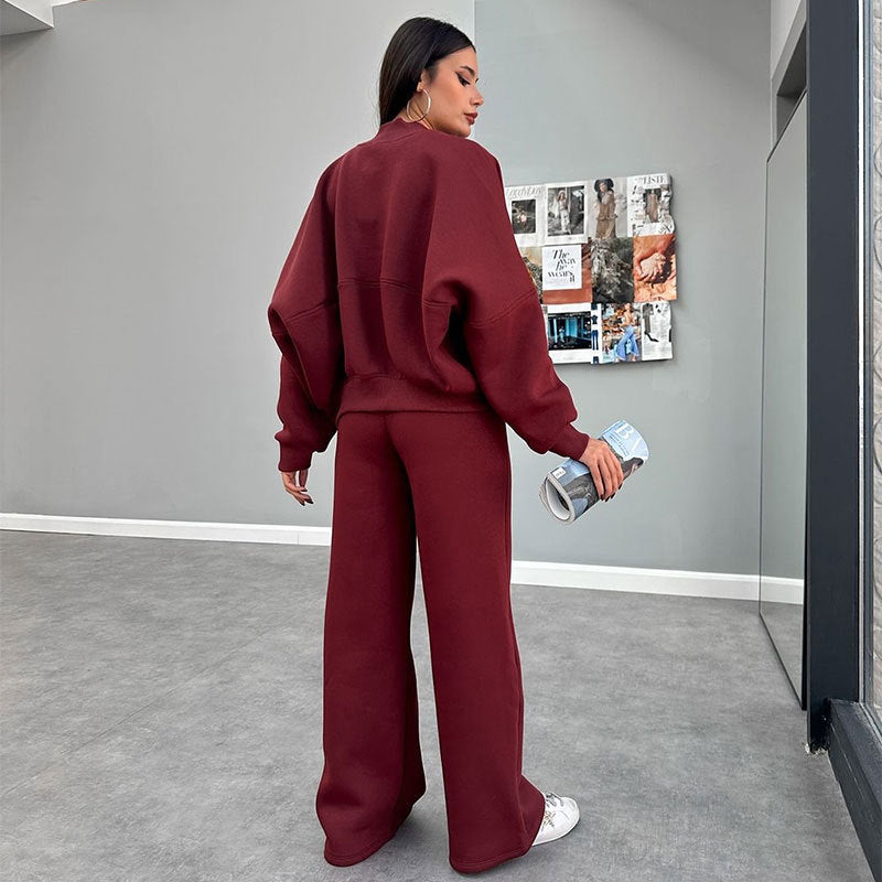 Women's Solid Zip Up Crop Jacket & Drawstring Waist Pants Two-piece Set, Casual Fashion Drop Shoulder Long Sleeve Top & High Waist Trousers Womenswear Suits for Outdoor Wear, Women's Clothing for Spring & Fall 90s Clothes