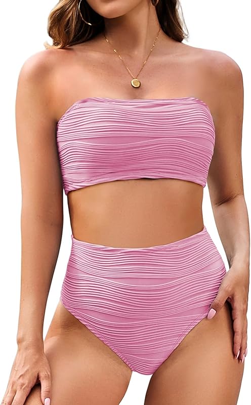 Women Bikini Set 2025 Removable Strap Textured Two Piece Swimsuits High Cut Bathing Suits - Seldom Seen Styles