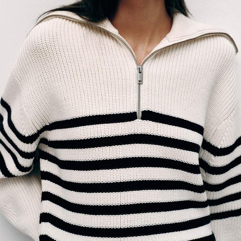 Paired Wool Blend2024New Autumn and Winter Sweaters Women's Striped High Neck Thickened PulloverCOSWind