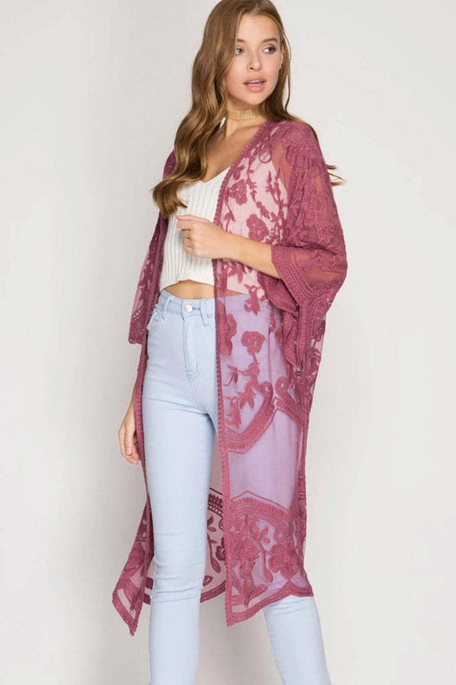 Hollow Out Lace Kimono Cover Up | Dress In Beauty