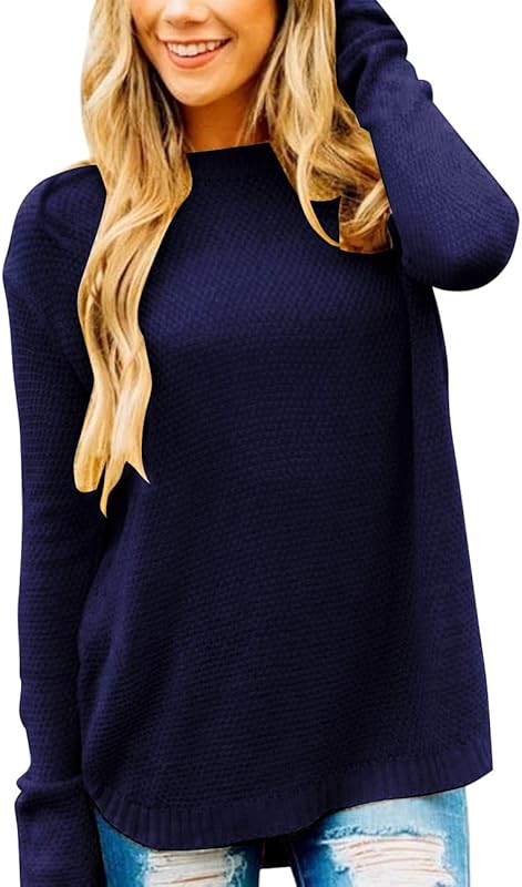 MEROKEETY Women&#39;s 2024 Fall Long Sleeve Oversized Crew Neck Solid Color Knit Pullover Sweater Tops