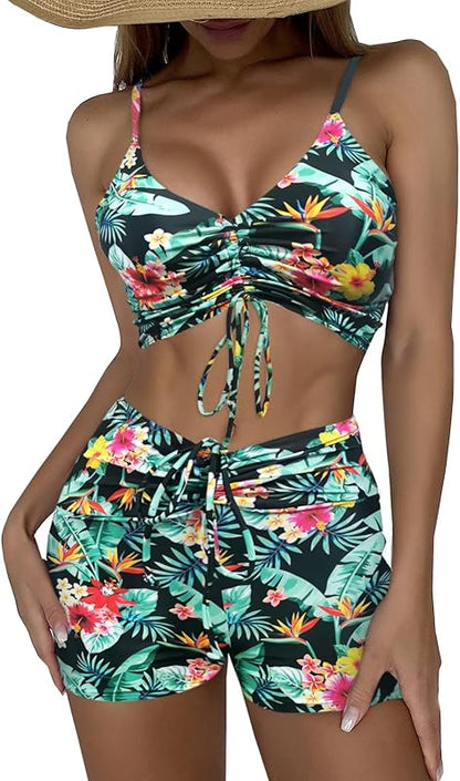 High Waisted Bikini Sets for Women Boy Shorts Swimsuits Sporty Bathing Suit - Seldom Seen Styles