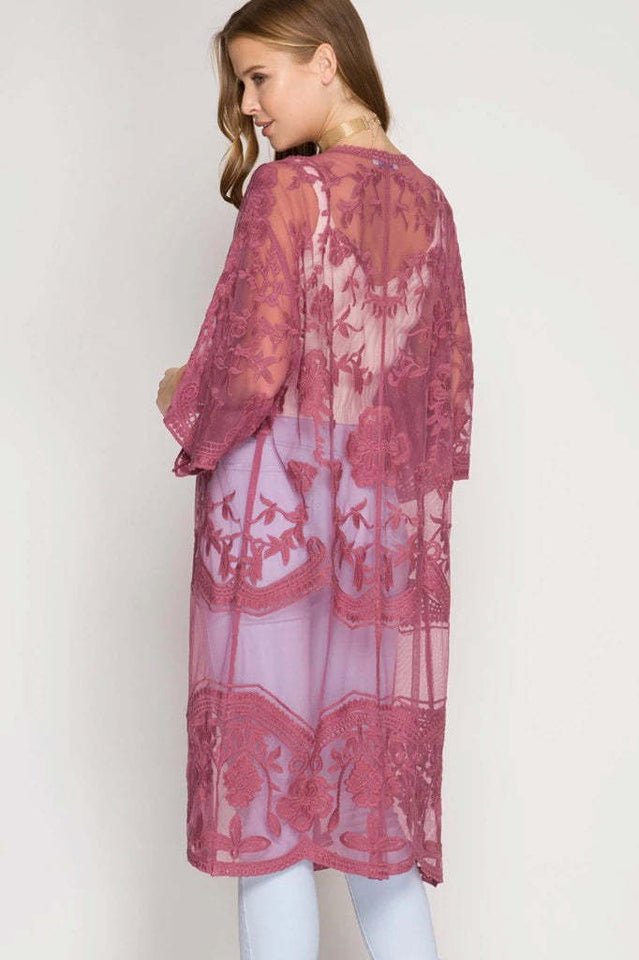 Hollow Out Lace Kimono Cover Up | Dress In Beauty
