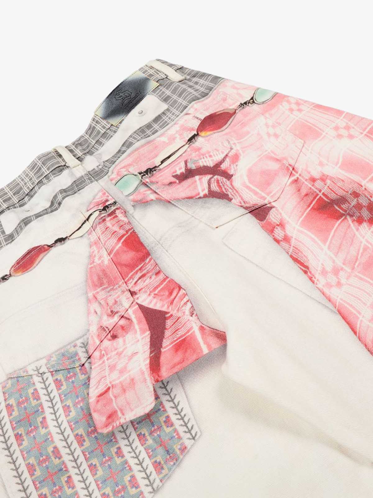 Printed Patchwork Waist Graphic-Drape Barrel Jeans - Seldom Seen Styles