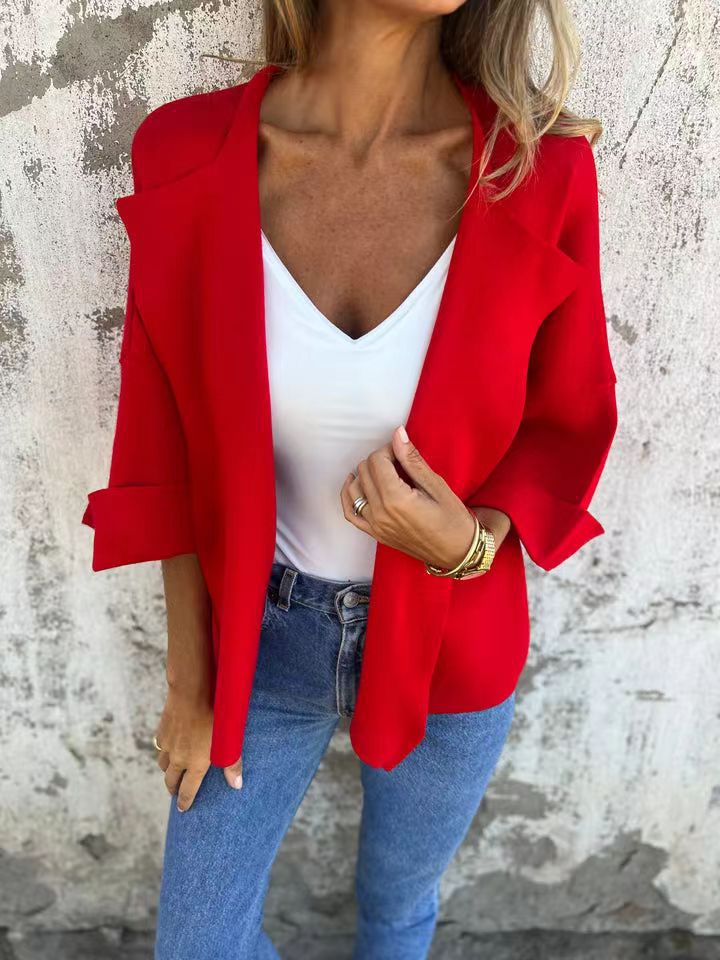 Casual Faux Suede Cardigan Buttonless Solid Color Lapel Jacket for Women,Peculiaral Faux Suede Cardigan for Layering - Seldom Seen Styles
