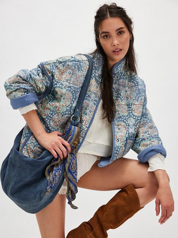 Women's Ditsy Floral Print Drop Shoulder Coat, Casual Long Sleeve Pocket Outerwear for Autumn & Winter, Ladies Clothes for Daily Wear - Seldom Seen Styles