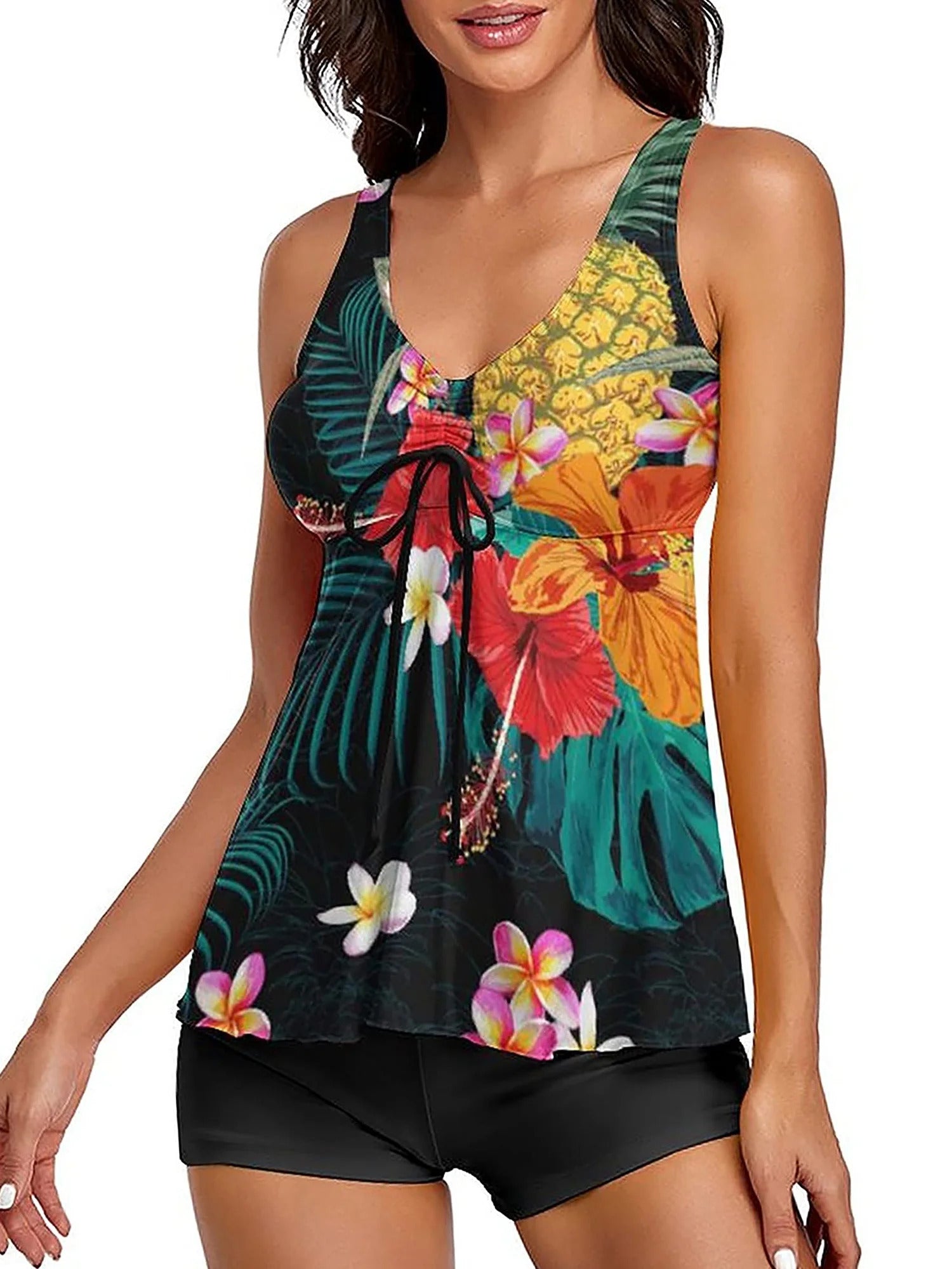 Swimsuits for Women Two Piece Floral Print Bathing Suits with Boyshorts - Seldom Seen Styles