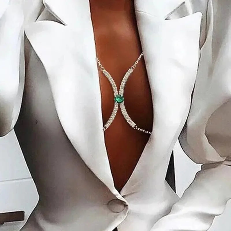 Women's Rhinestone Bra Chain Crystal Heart Body Jewelry Sexy Chest Chain - Seldom Seen Styles