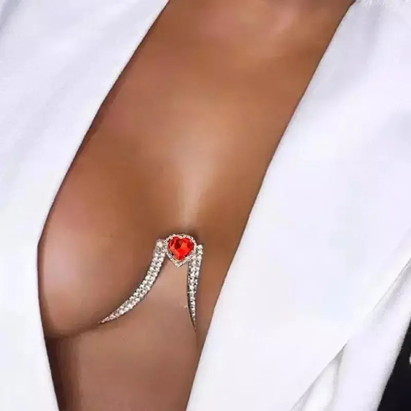 Women's Rhinestone Bra Chain Crystal Heart Body Jewelry Sexy Chest Chain - Seldom Seen Styles