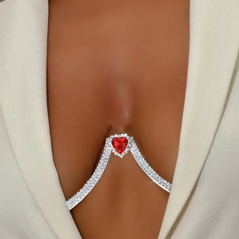 Women's Rhinestone Bra Chain Crystal Heart Body Jewelry Sexy Chest Chain - Seldom Seen Styles