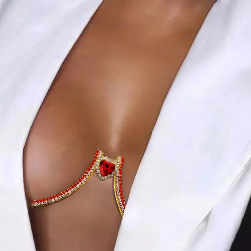 Women's Rhinestone Bra Chain Crystal Heart Body Jewelry Sexy Chest Chain - Seldom Seen Styles