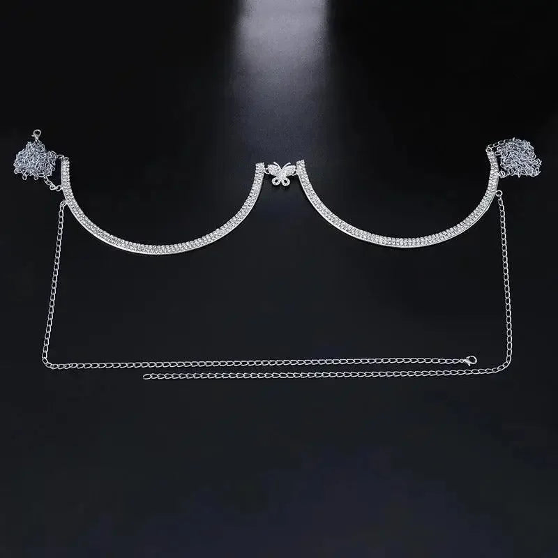Women's Rhinestone Bra Chain Crystal Heart Body Jewelry Sexy Chest Chain - Seldom Seen Styles