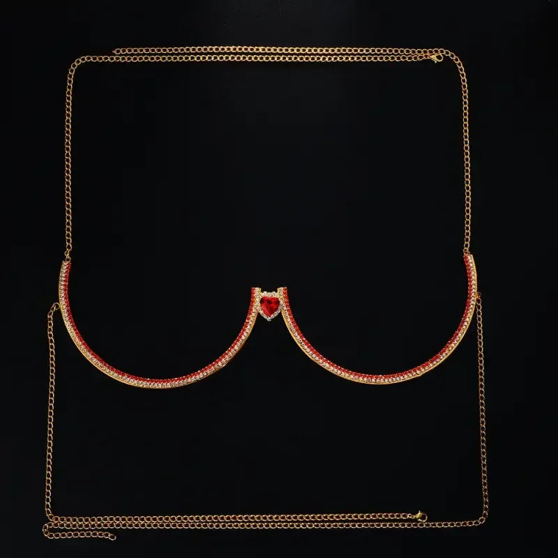 Women's Rhinestone Bra Chain Crystal Heart Body Jewelry Sexy Chest Chain - Seldom Seen Styles