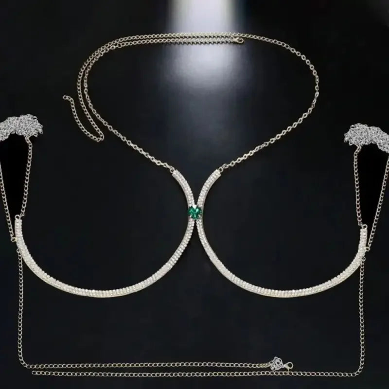 Women's Rhinestone Bra Chain Crystal Heart Body Jewelry Sexy Chest Chain - Seldom Seen Styles