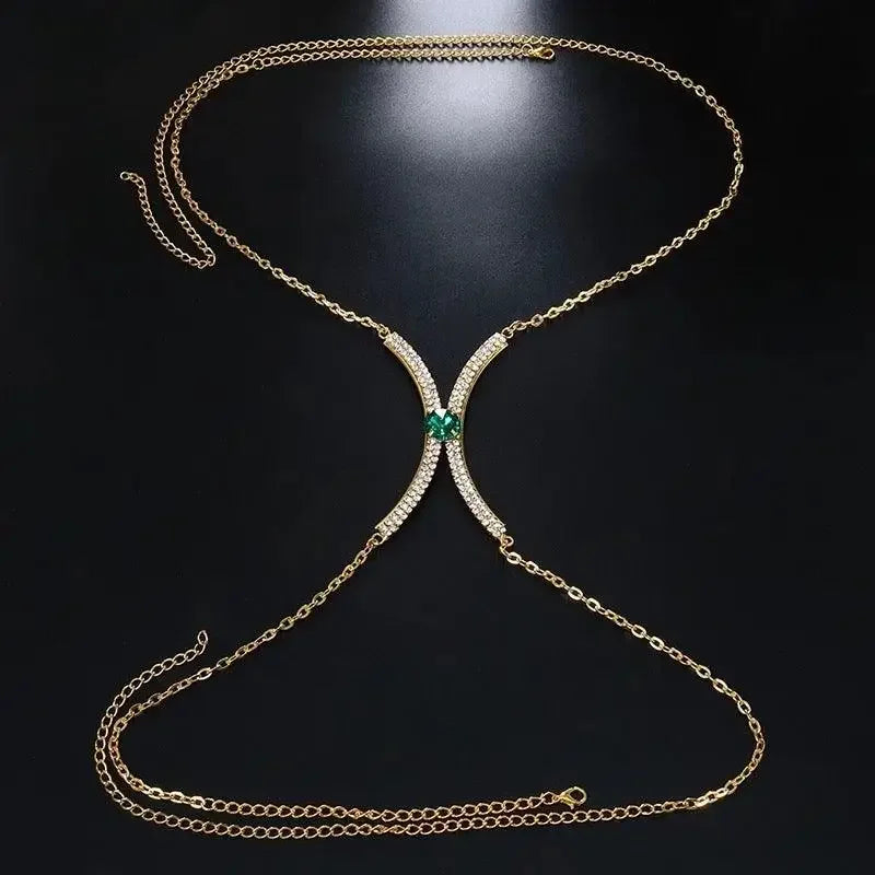 Women's Rhinestone Bra Chain Crystal Heart Body Jewelry Sexy Chest Chain - Seldom Seen Styles