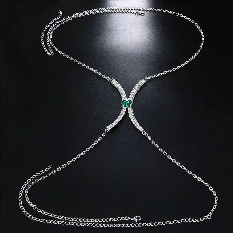 Women's Rhinestone Bra Chain Crystal Heart Body Jewelry Sexy Chest Chain - Seldom Seen Styles