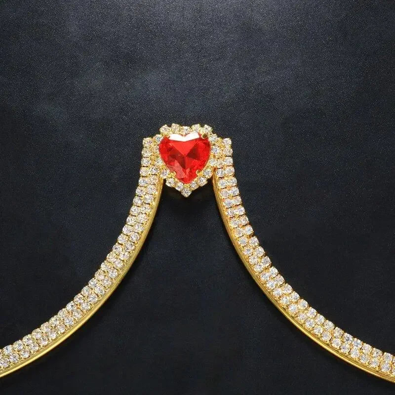 Women's Rhinestone Bra Chain Crystal Heart Body Jewelry Sexy Chest Chain - Seldom Seen Styles