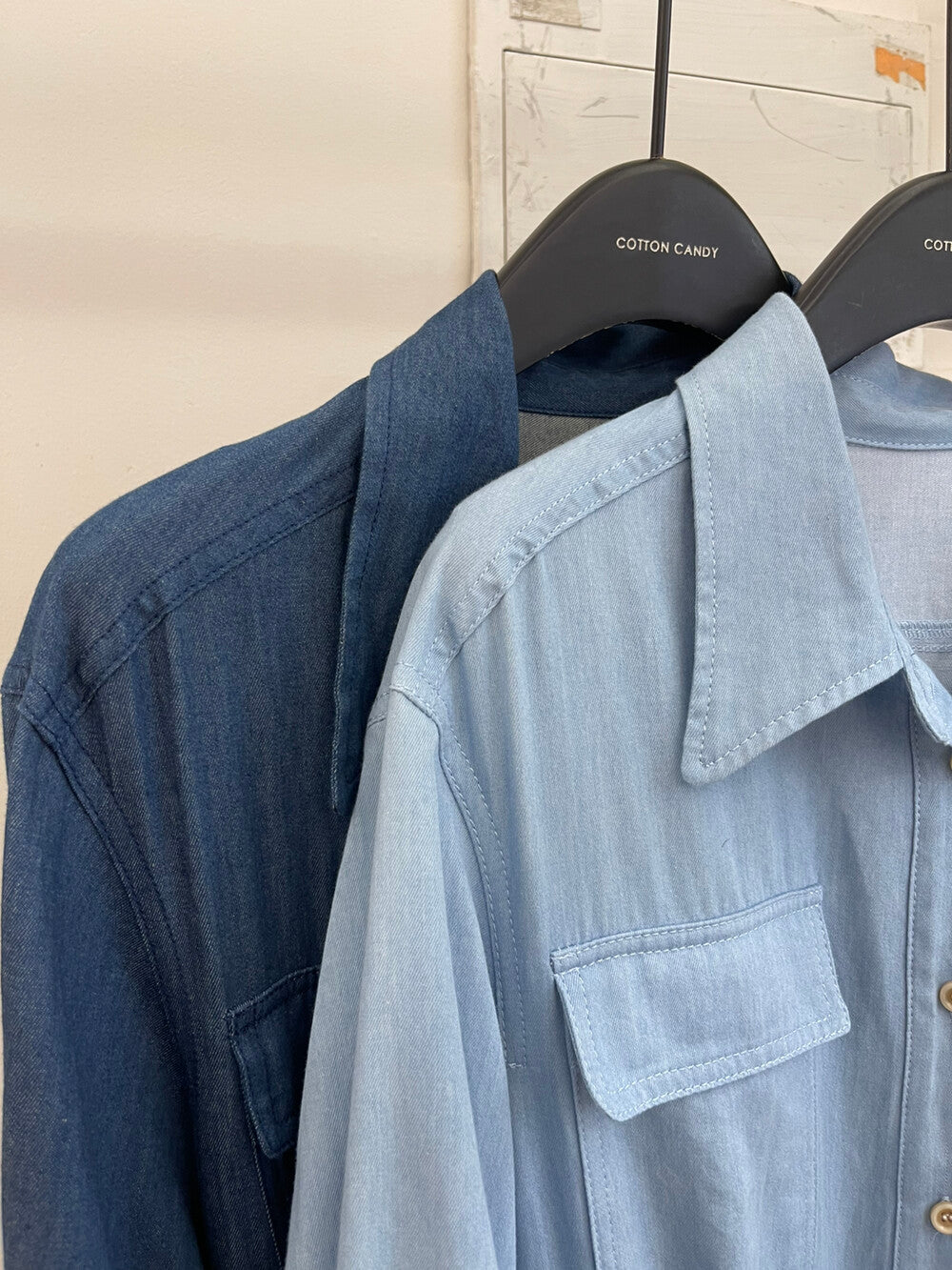 Women's Denim Short Sleeve Lapel Collar Gold Button Belted A-Line Maxi Dress Dual Chest Pockets with Free Braided Belt Dark Blue Light Blue S M Cotton Candy 288563 - Seldom Seen Styles