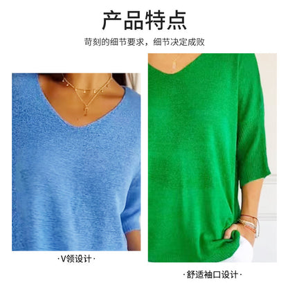 European and American Knitwear Foreign Trade Casual Sweater Multi-Color Basic Style SlimmingVCollar Solid Color Sweater Women's Bottoming Shirt