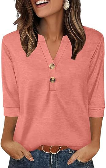 Womens Tops 3/4 Sleeve Heley Shirts for Women Summer Fashion 2025 Blouses Beach Vacation Clothes - Seldom Seen Styles