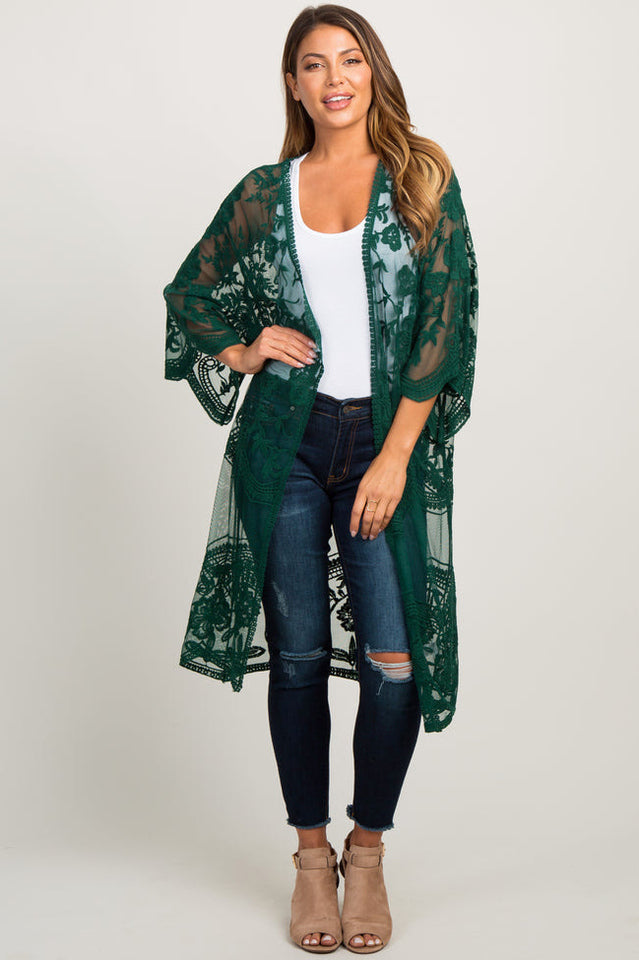 Hollow Out Lace Kimono Cover Up | Dress In Beauty