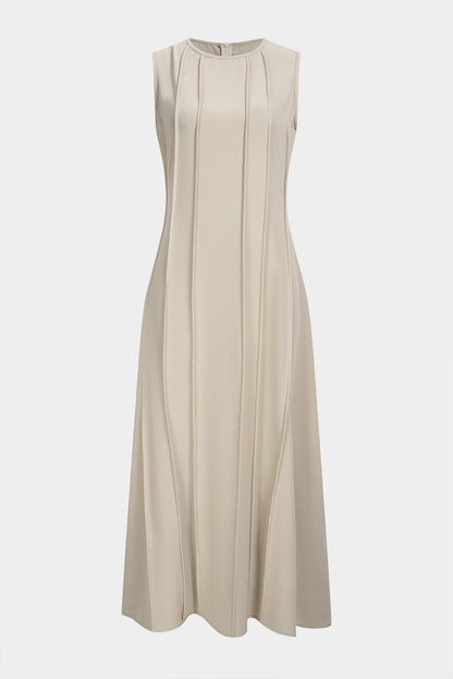 Robe midi sans manches à col rond