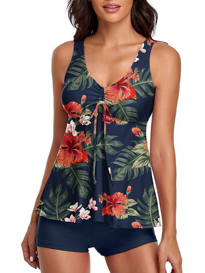 Swimsuits for Women Two Piece Floral Print Bathing Suits with Boyshorts - Seldom Seen Styles