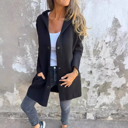 Women Single-Breasted A-Lined Winter Coat Mid Long Wool Blend Coat