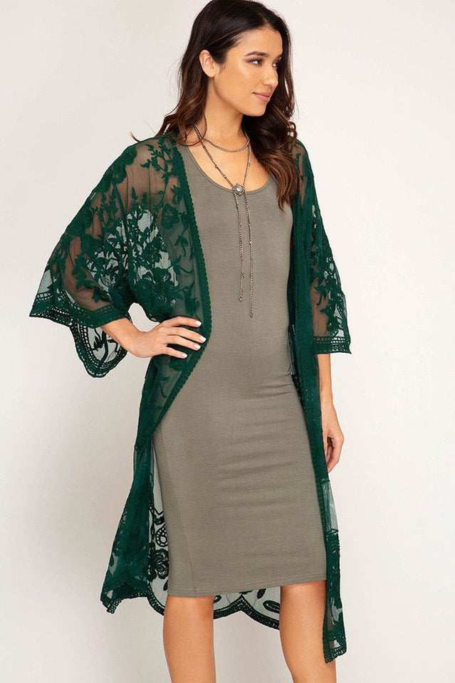 Hollow Out Lace Kimono Cover Up | Dress In Beauty
