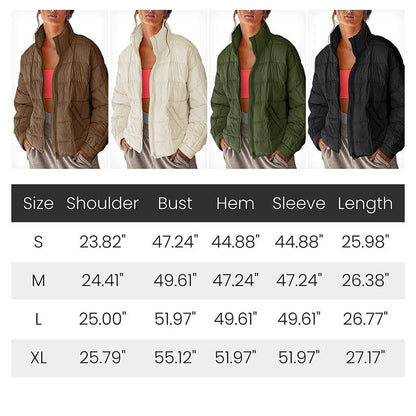 XiaRan Womens Quilted Puffer Jackets Lightweight Zipper Short Padded Coat With Pockets